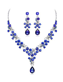 Fashion Sapphire Blue Water Drop Shape Decorated Jewelry Set