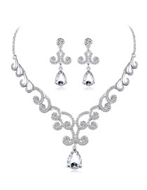 Fashion Silver Color Water Drop Shape Decorated Jewelry Set