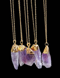 Fashion Light Purple Irregular Shape Stone Decorated Necklace(1pc)