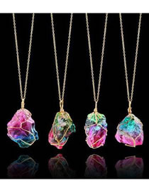 Fashion Multi-color Irregular Shape Stone Decorated Necklace(1pc)