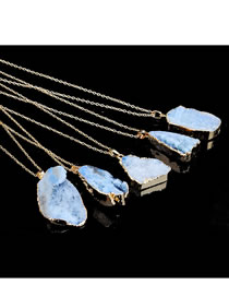 Fashion Blue+white Irregular Shape Design Simple Necklace(1pc)