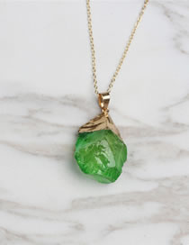 Fashion Green Stones Pendant Decorated Long Necklace