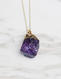 Fashion Purple Stones Pendant Decorated Long Necklace