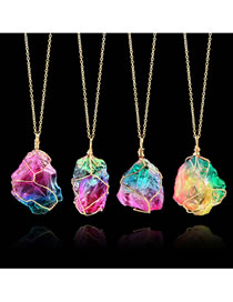 Fashion Multi-color Stone Decorated Color Matching Necklace