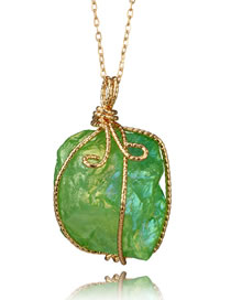 Fashion Green Irregular Shape Pendant Decorated Necklace