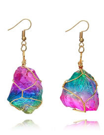 Fashion Multi-color Color Matching Decorated Earrings