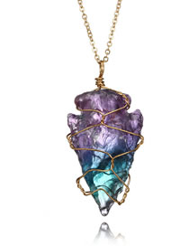 Fashion Purple Arrow Shape Pendant Decorated Long Necklace