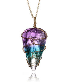 Fashion Purple Triangle Shape Decorated Long Necklace