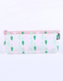 Fashion Green+pink Cactus Pattern Decorated Pencil Case