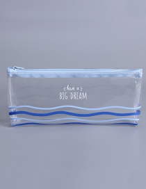 Fashion Blue+white Wave Shape Pattern Decorated Pencil Case