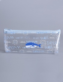 Fashion Light Blue Shark Pattern Decorated Pencil Case