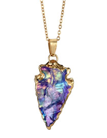 Fashion Purple Triangle Shape Stone Decorated Necklace