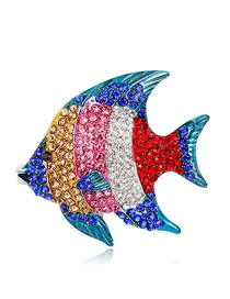 Fashion Multi-color Fish Shape Decorated Brooch