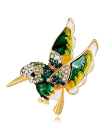 Fashion Green Bird Shape Decorated Brooch