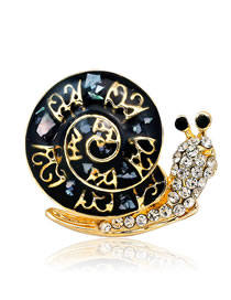 Fashion Gold Color+black Snails Shape Decorated Brooch