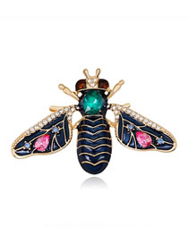 Fashion Navy Bee Shape Decorated Brooch