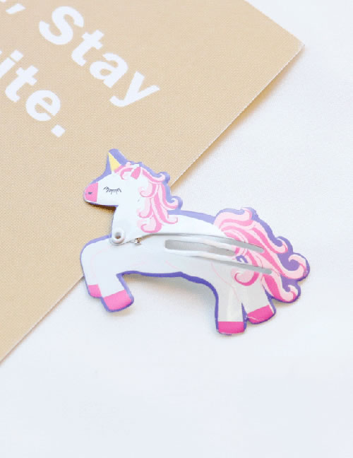 Elegant White+pink Cartoon Unicorn Shape Design Hair Clip
