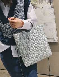 Fashion Silver Color Grids Pattern Decorated Handbag