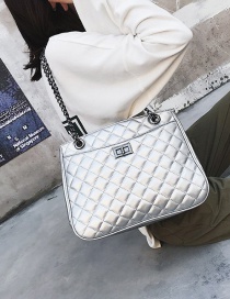Fashion Silver Color Grids Pattern Decorated Pure Color Bag