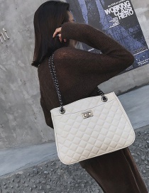 Fashion White Grids Pattern Decorated Pure Color Bag