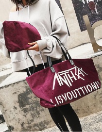 Fashion Claret Red Letter Pattern Decorated Bag(2pcs)