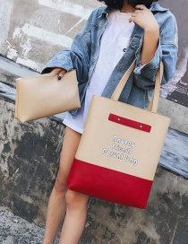 Fashion Beige+red Color-matching Decorated Bag(2pcs)