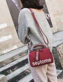Fashion Claret Red Letter Pattern Decorated Bag