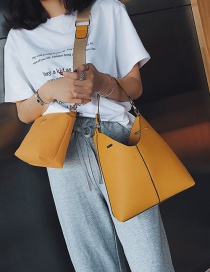 Fashion Yellow Pure Color Decorated Bag