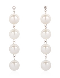 Fashion Silver Color Pearl Decorated Tassel Earrings