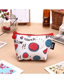 Fashion White+red Watermelon Pattern Decorated Coin Purse