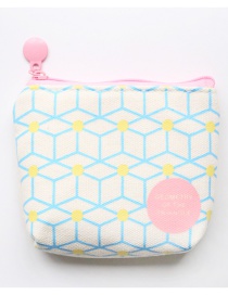 Fashion Blue Grids Pattern Decorated Coin Purse