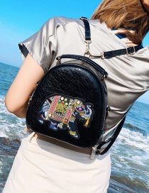 Fashion Black Elephant Pattern Decorated Backpack
