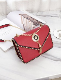 Fashion Red Rivet Decorated Shoulder Bag