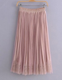 Fashion Pink Pure Color Decorated Skirt