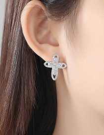 Fashion Silver Color Cross Shape Decorated Earrings