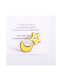 Elegant Yellow Moon&star Shape Design Earrings