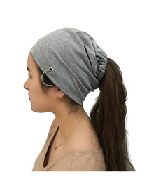 Fashion Gray Pure Color Decorated Hat
