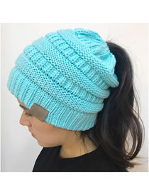 Fashion Blue Stripe Pattern Decorated Pure Color Hat