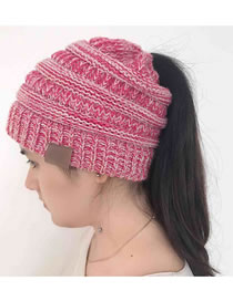 Fashion Pink+white Stripe Pattern Decorated Pure Color Hat