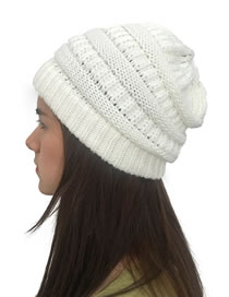 Fashion White Stripe Pattern Decorated Pure Color Hat