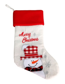 Fashion Red+white Snowman Pattern Decorated Christmas Sock