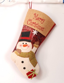 Fashion Khaki Snowman Pattern Decorated Christmas Sock