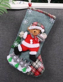 Fashion Blue Bear Shape Decorated Christmas Sock