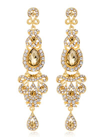 Fashion Gold Color Full Diamond Decorated Earrings