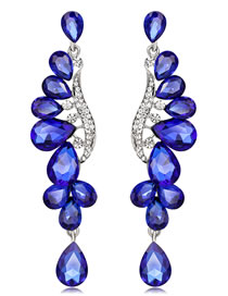 Fashion Sapphore Blue Waterdrop Shape Decorated Earrings