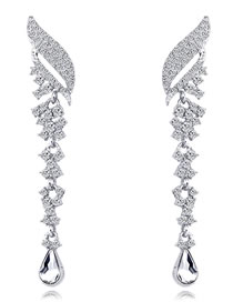 Fashion Silver Color Waterdrop Shape Decorated Tassel Earrings