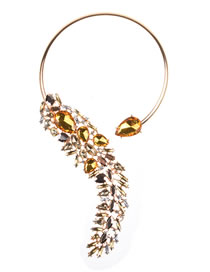 Fashion Champagne Water Drop Shape Decorated Necklace