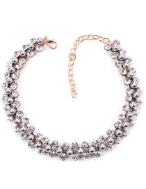 Fashion Silver Color Full Diamond&pearl Decorated Necklace