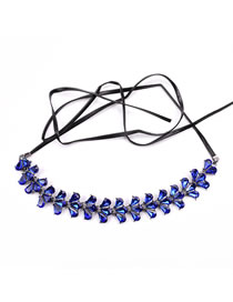 Fashion Sapphire Blue Water Drop Shape Decorated Necklace