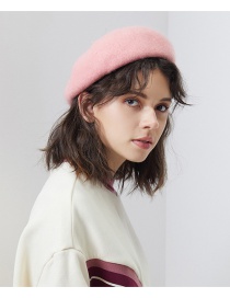 Fashion Pink Pure Color Decorated Berets